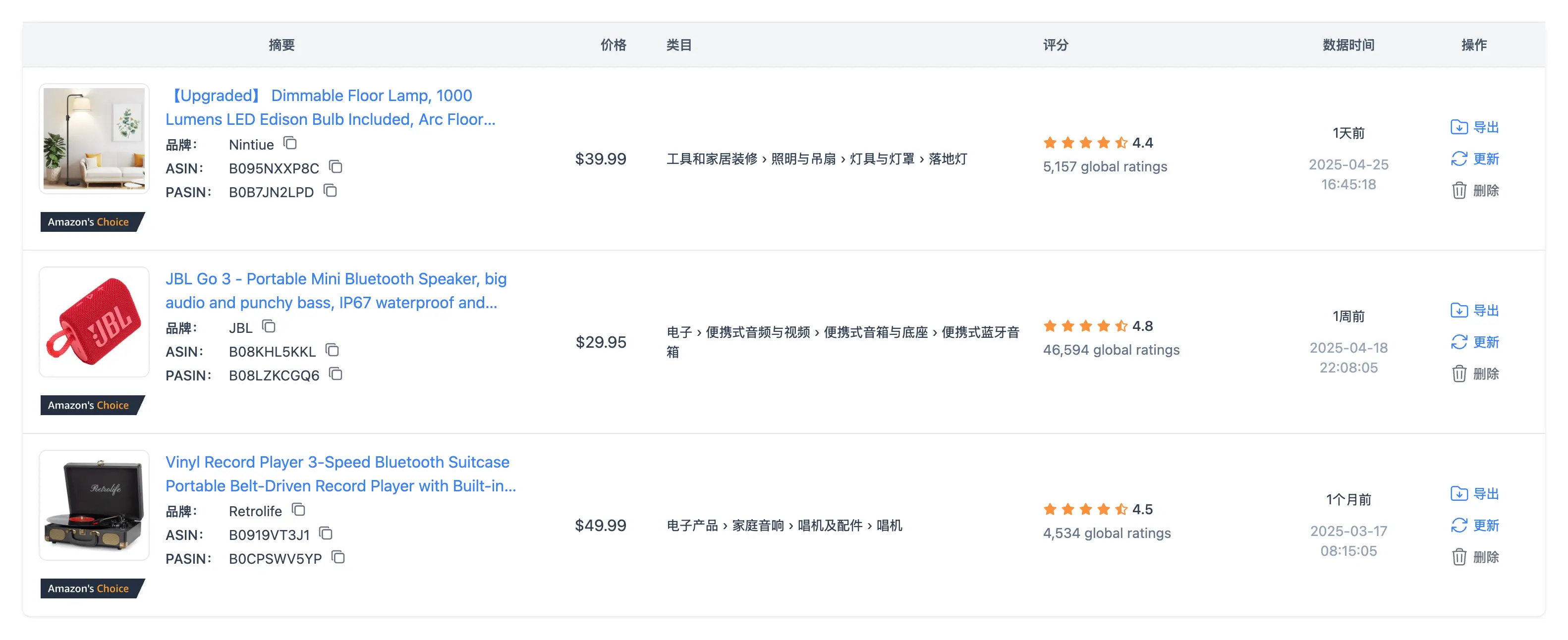 批量抓取产品关键信息